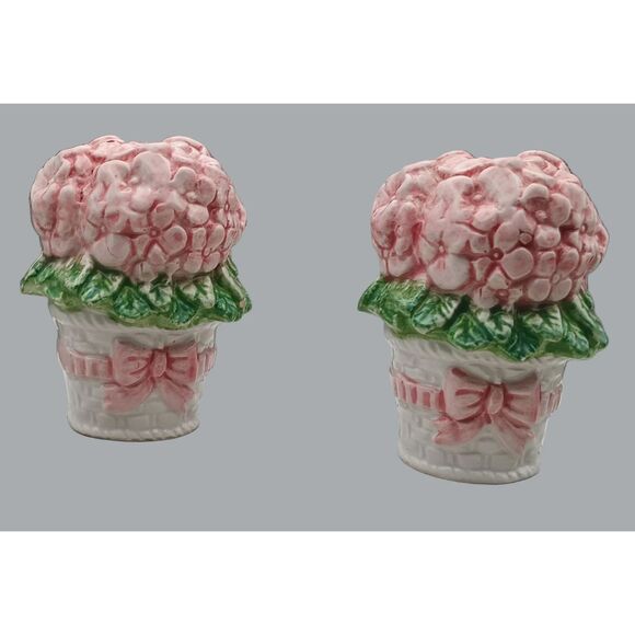 Vintage  COCI 1990 Hyacinth Salt & Pepper Shakers Floral Ceramic Kitchen Decor - Picture 1 of 6